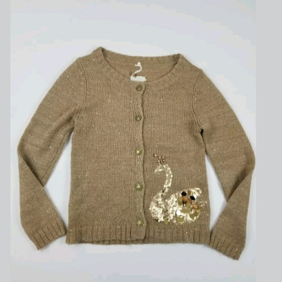 Unbranded Sweaters - Swan Cardigan Small Wool Blend Gold Sequin Beaded